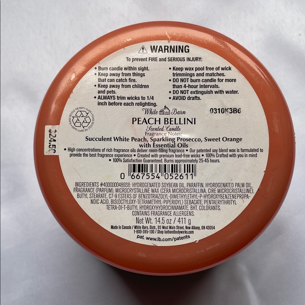 White Barn Peach Bellini Candle Bath and Bodyworks - Picture 2 of 8